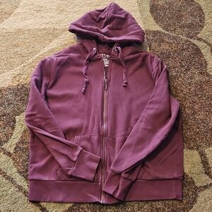 Maroon Zip-Up Hoodie with Hood and Pockets